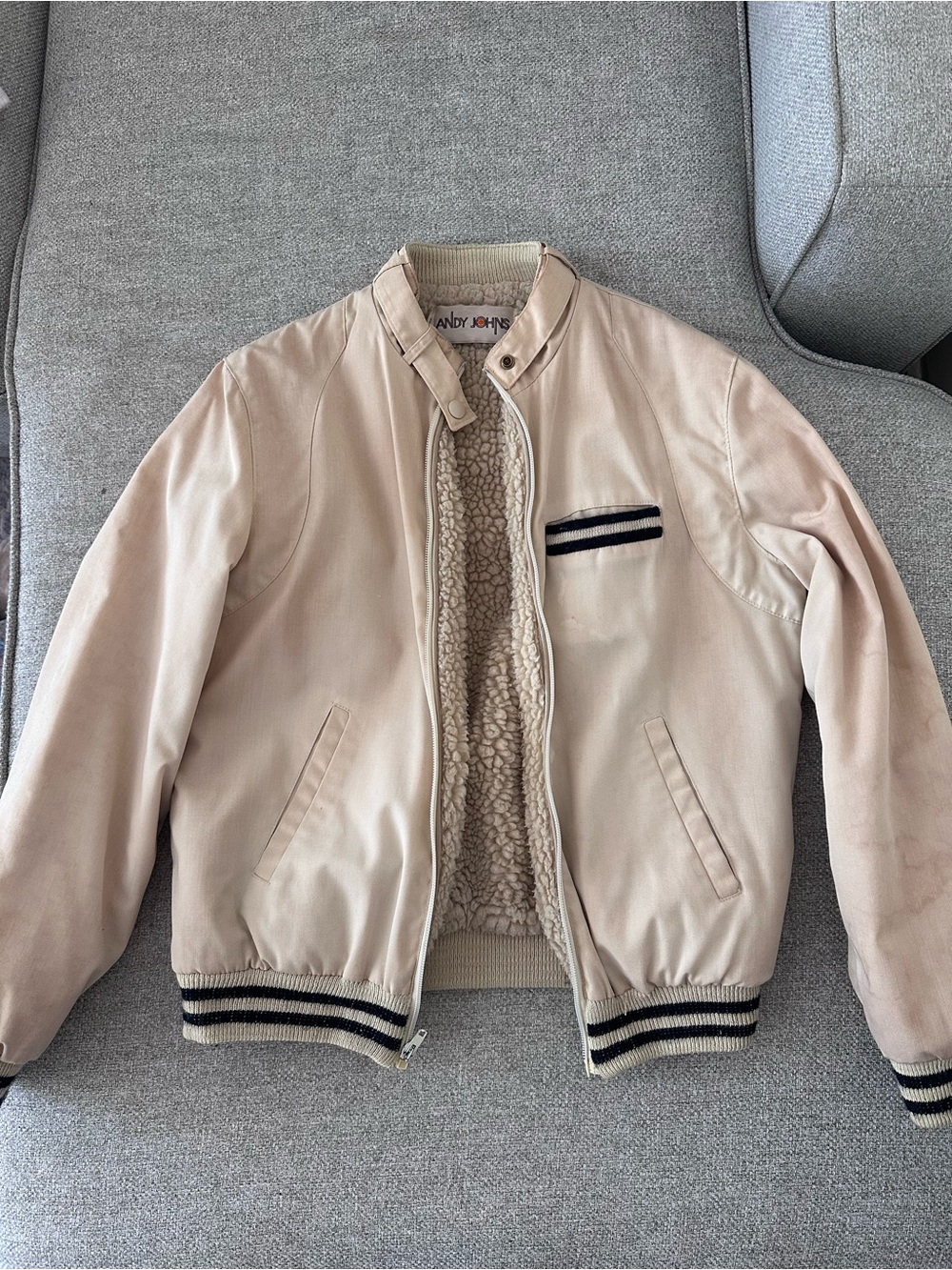 Vintage Sherpa-Lined Bomber Jacket